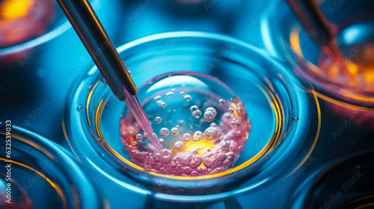 A frozen embryo, contained within a small glass vessel, is carefully stored in a liquid nitrogen tank. The embryo, a result of an in vitro fertilization (IVF) process, is preserved for potential future use in fertility treatments.